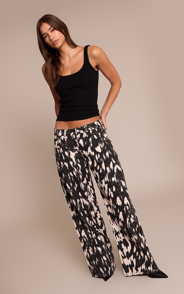 Mono Leopard Slouchy Wide Leg Jeans