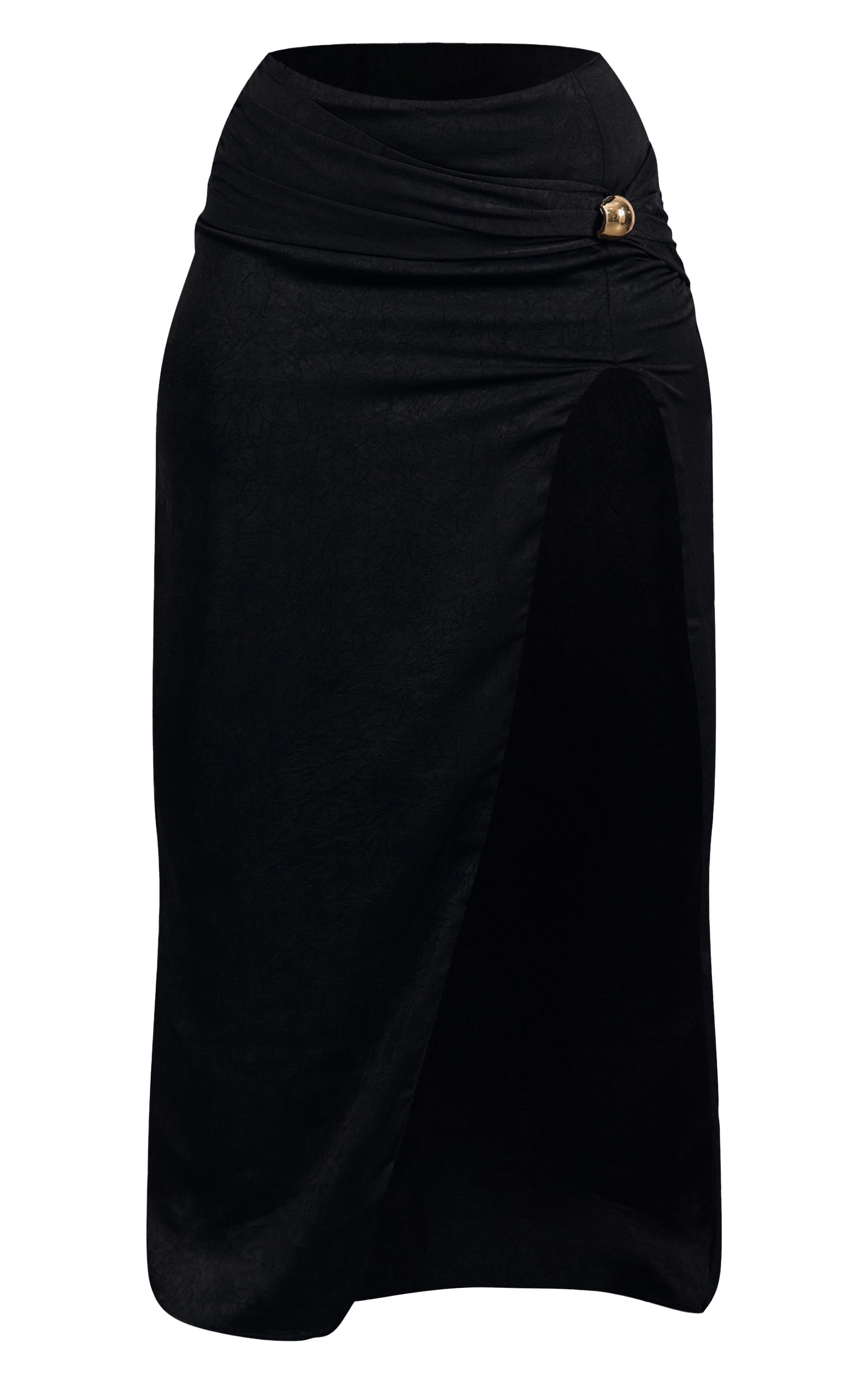 Black Hardware Detail Split Detail Maxi Skirt image 5