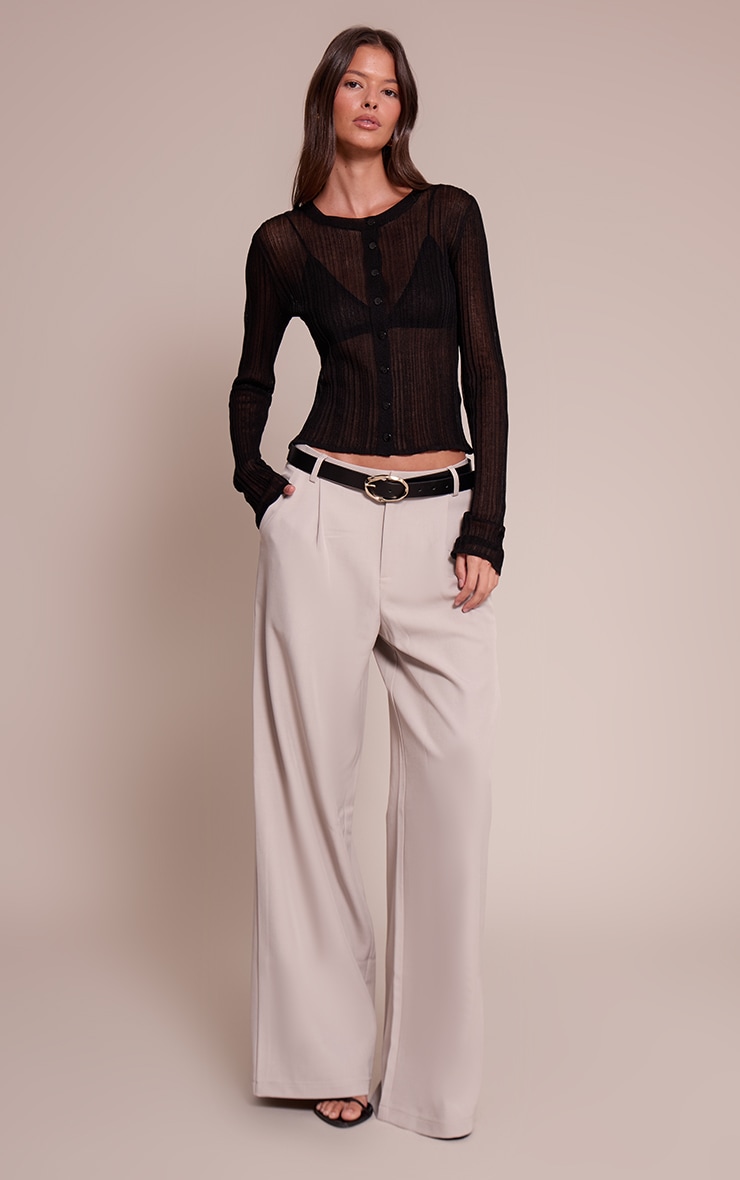 Pebble Woven Double Pleat Wide Leg Pant image 1