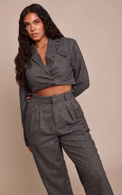 Shape Blazer court structuré gris anthracite à chevrons