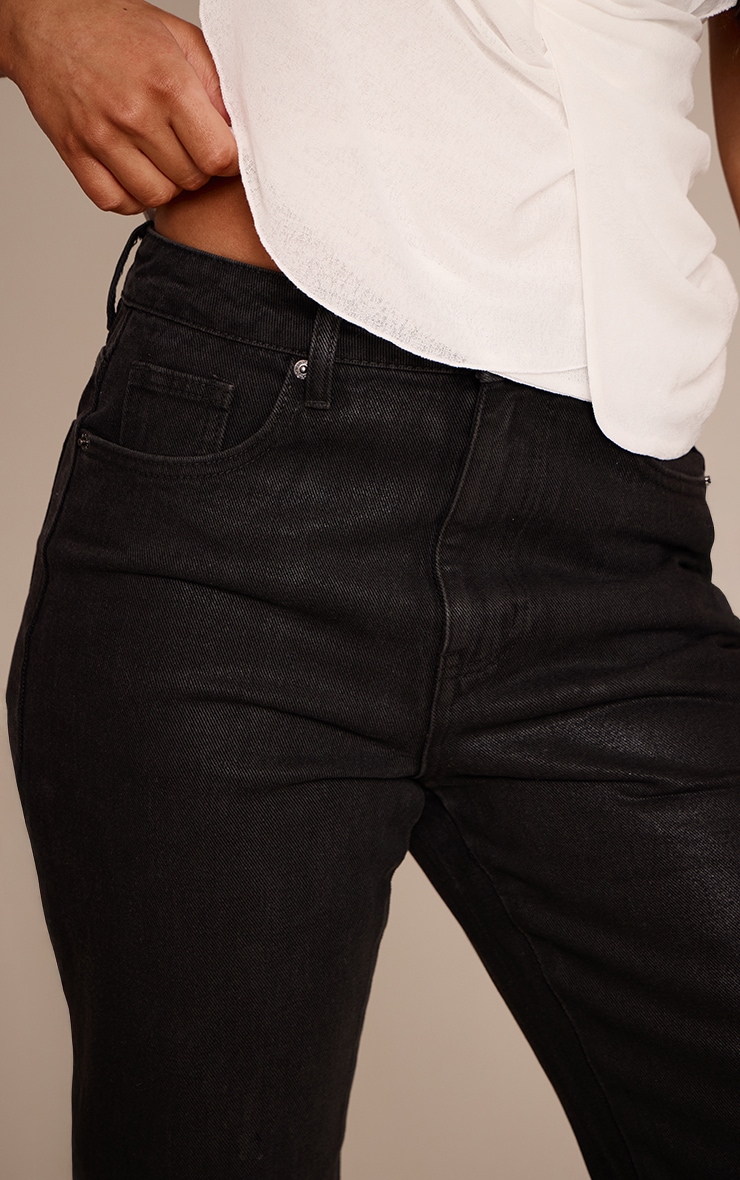 Black Coated Effect Straight Leg Jean image 4