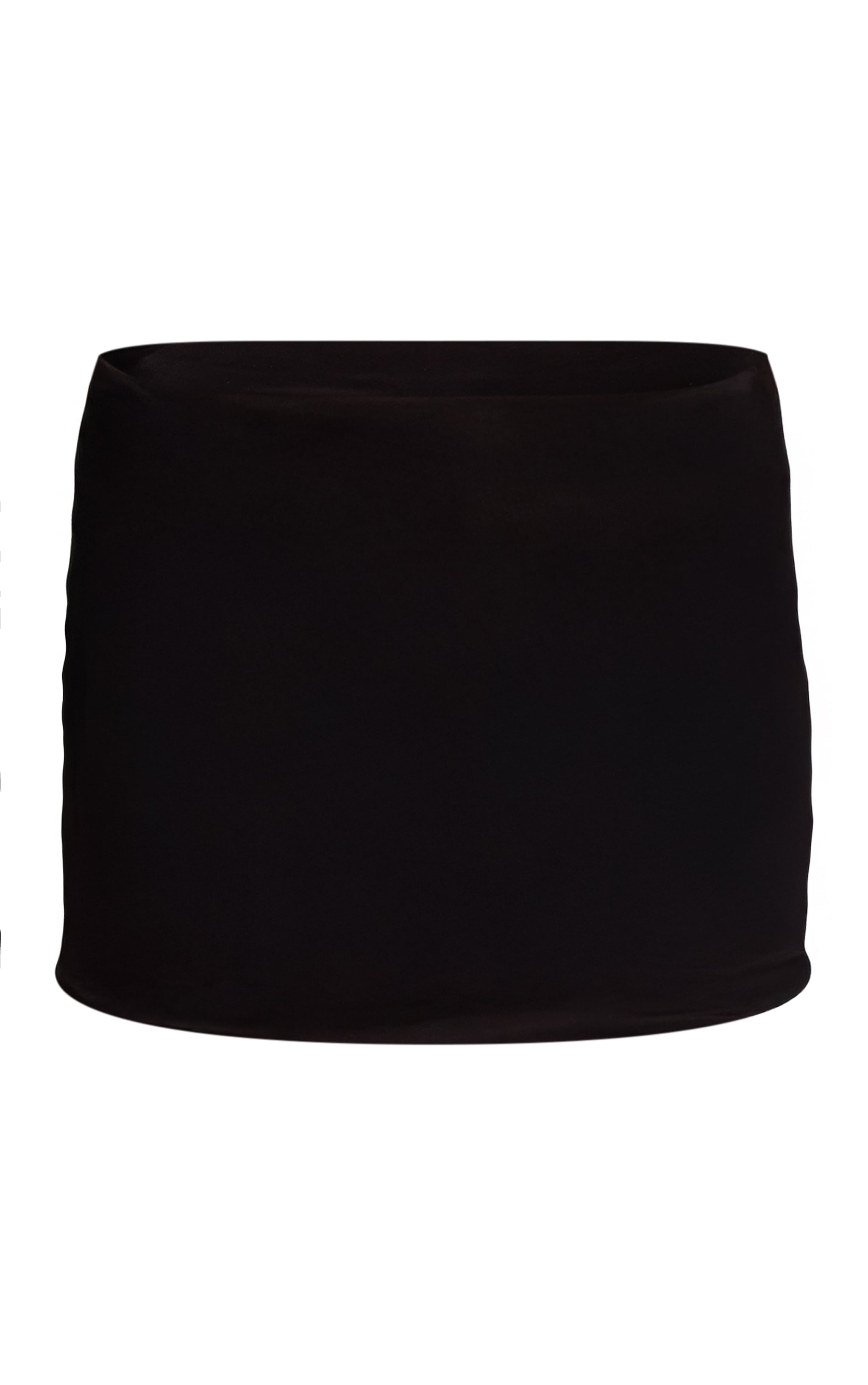 Black Slinky Ruched Mid Rise Mini Skirt image 6