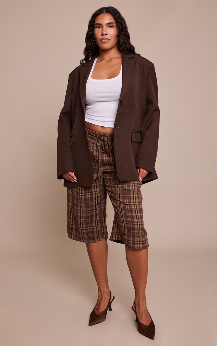 Shape Brown Check Longline Shorts image 1