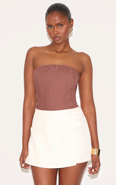 Jupe portefeuille crème à neouds