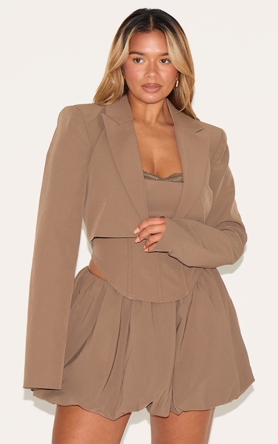 Shape Blazer de tailleur court café au lait