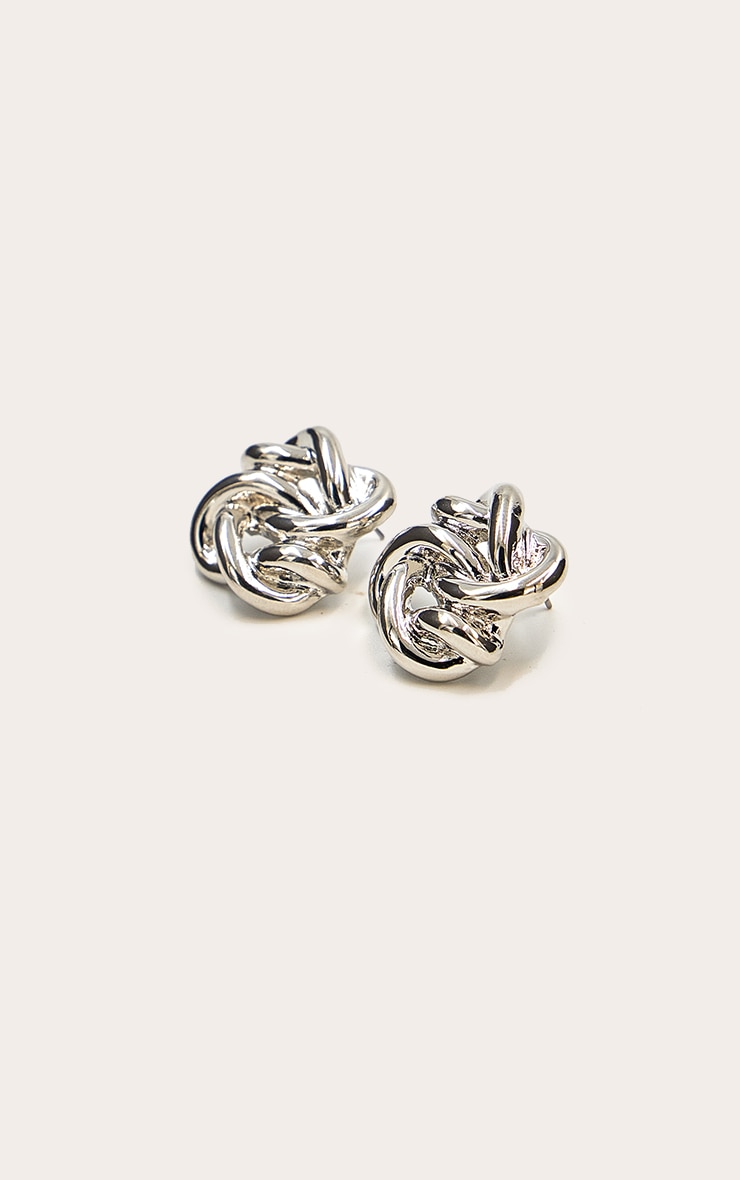 Silver Twisted Knot Stud Earrings image 3