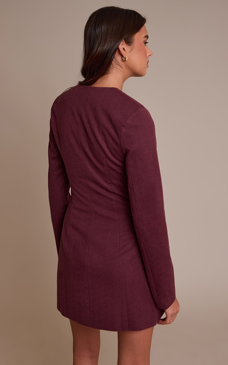 Burgundy Boucle Button Down Blazer Dress image 2