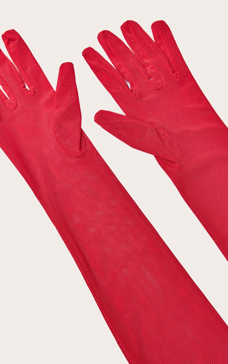 Red Mesh Long Gloves image 3