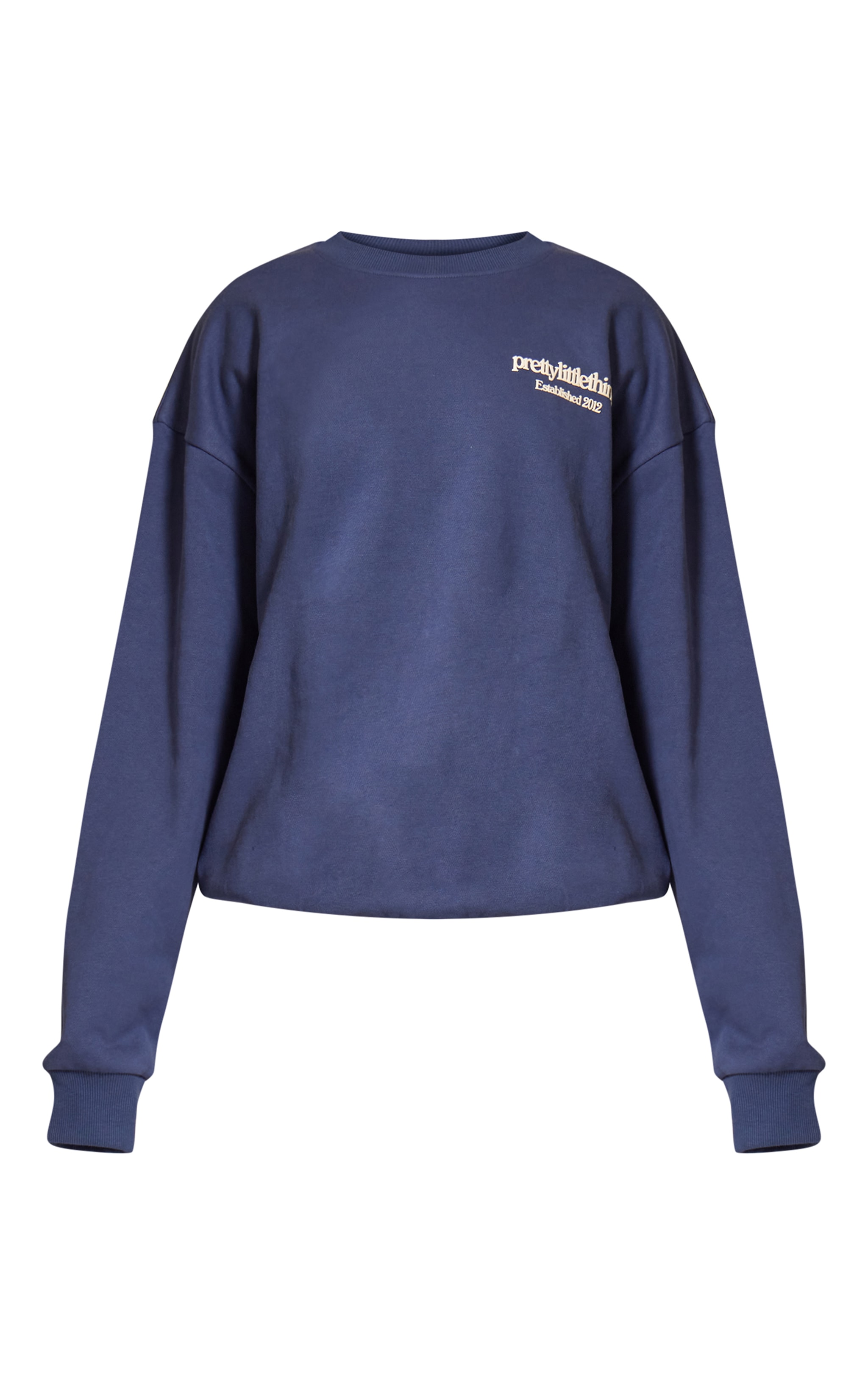 PRETTYLITTLETHING Navy Premium Print Oversized Sweatshirt image 5