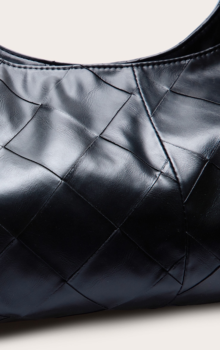 Black Oversized Weave Large Tote Bag image 5