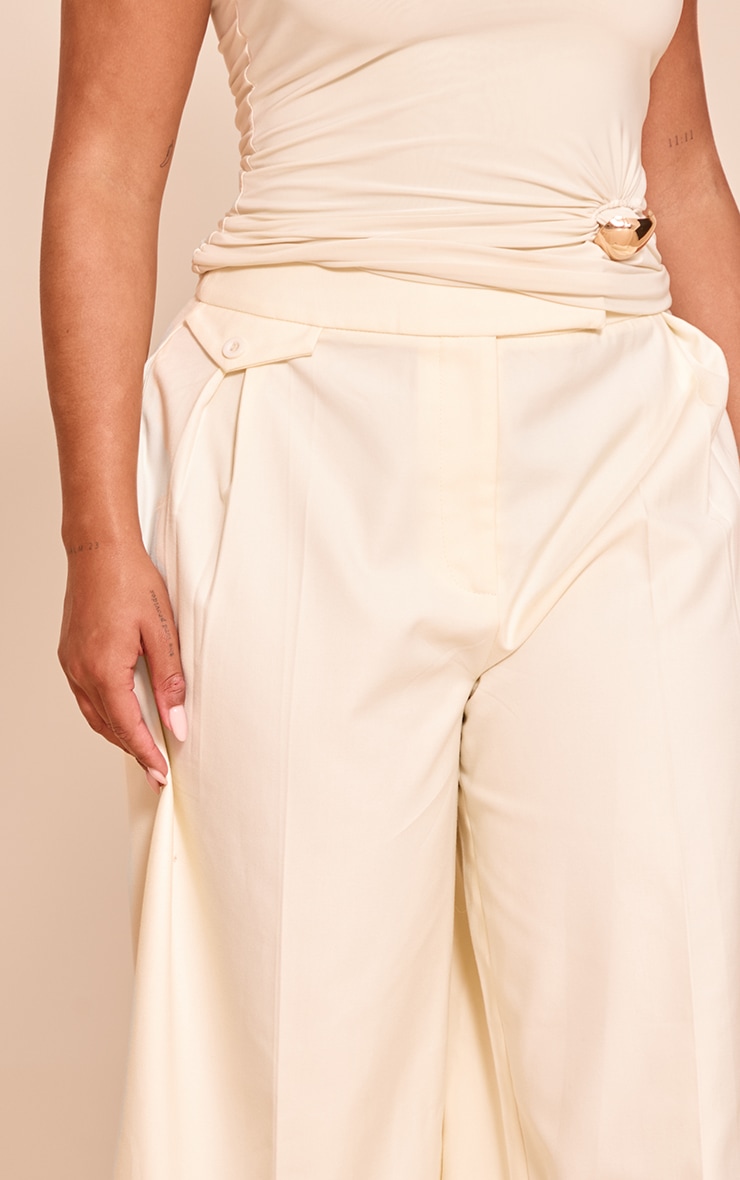 Shape Pantalon de tailleur large crème au beurre à plissures image 4