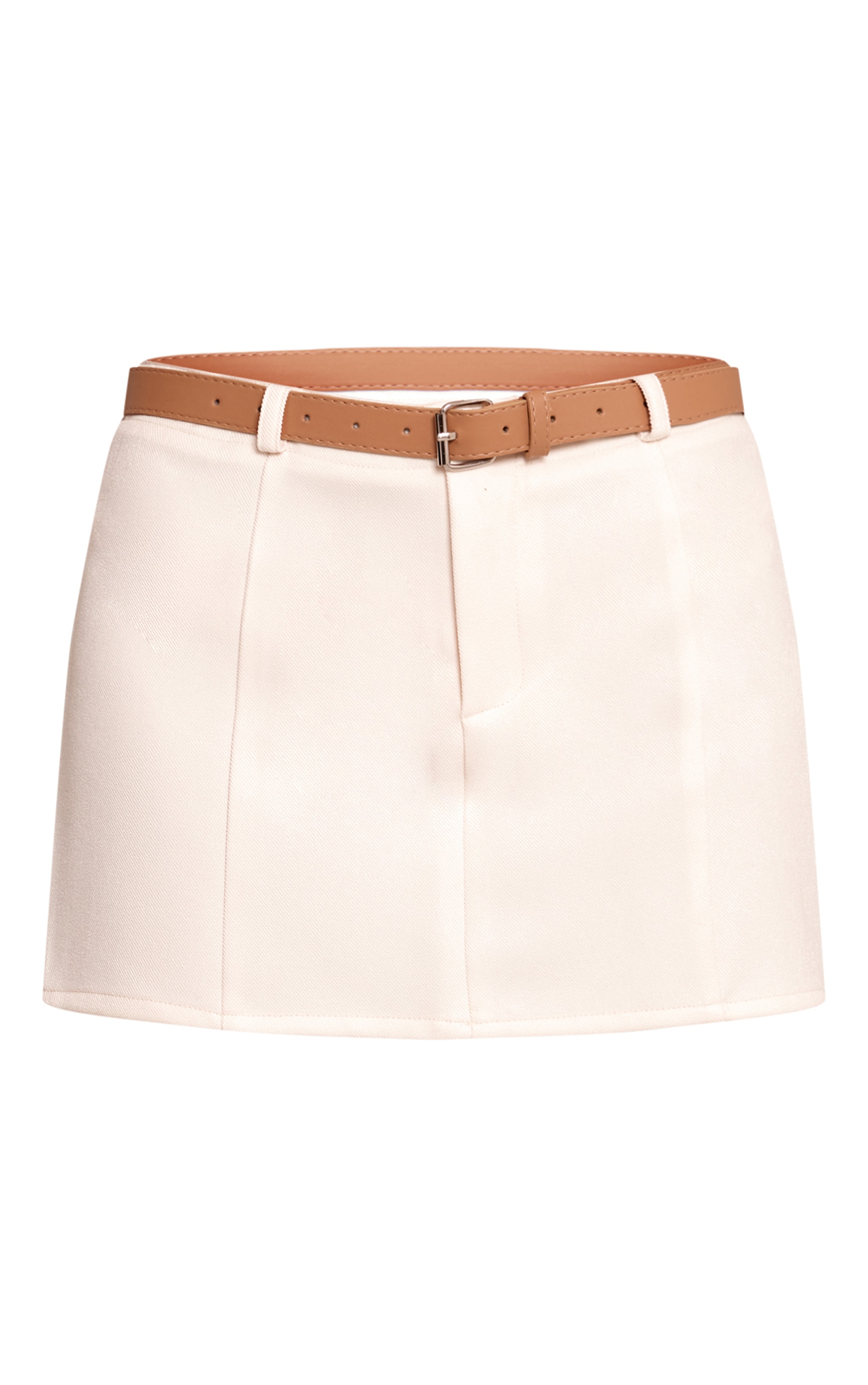 Cream Belted Mini Skirt image 6