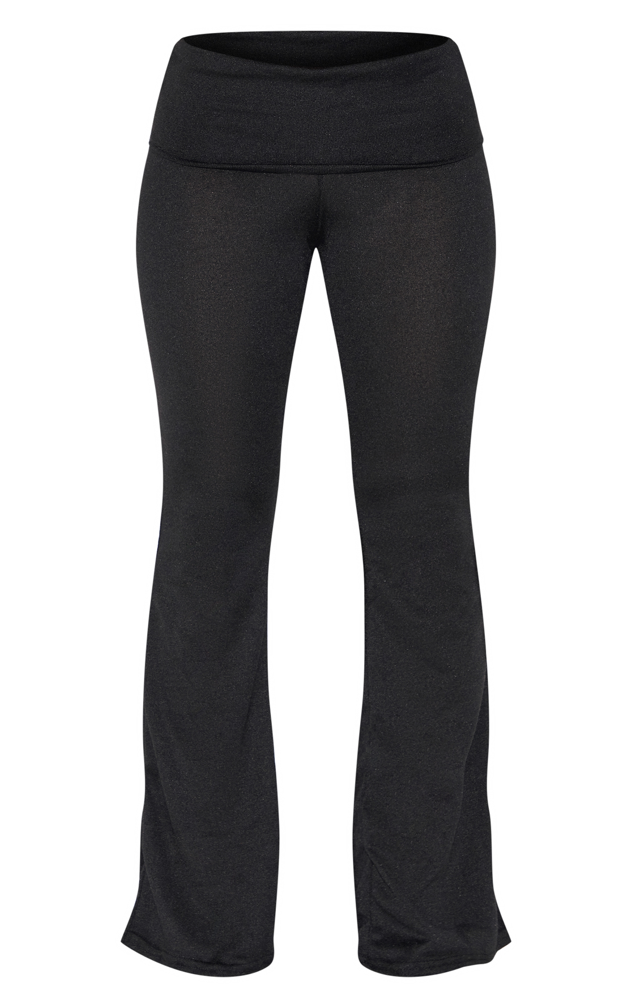 Petite Black Fold Over Flared Pants image 5