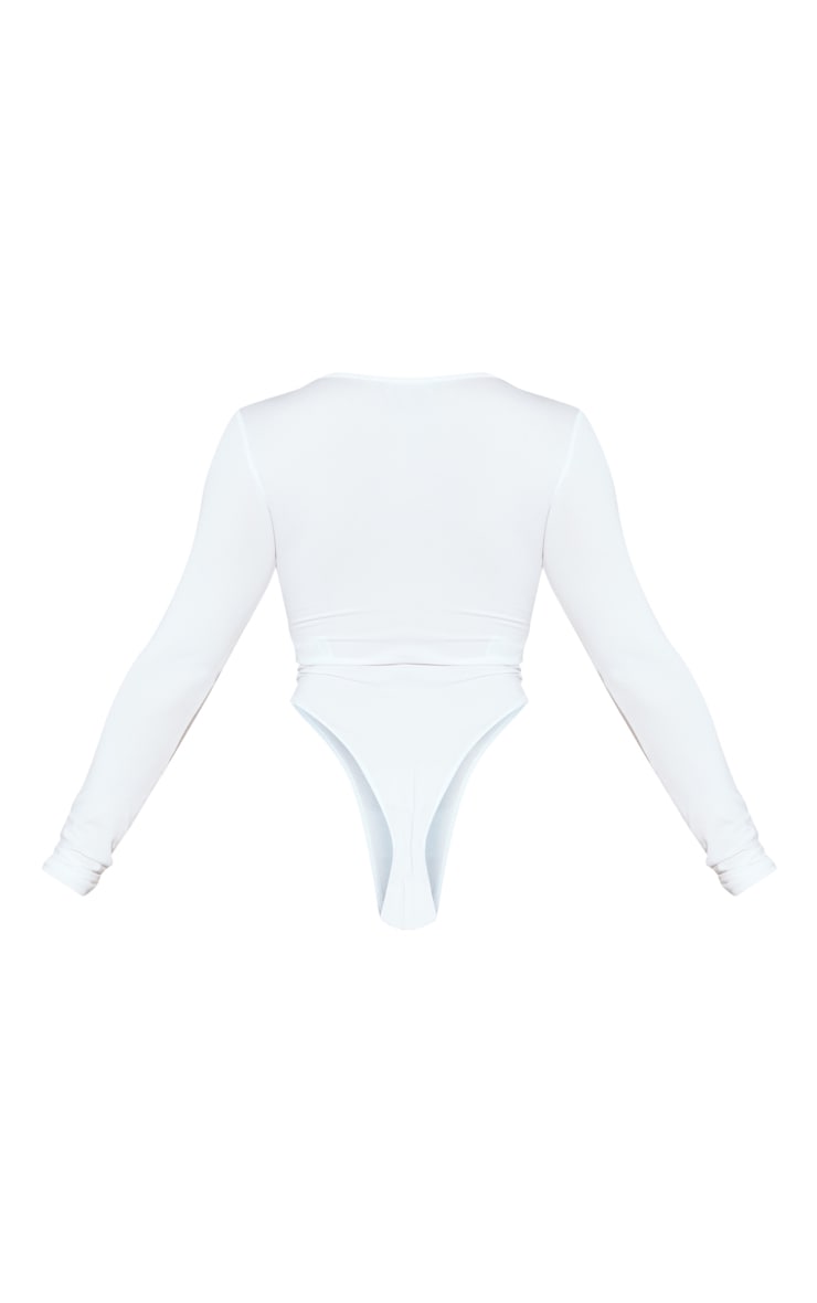 White Basic Slinky Long Sleeve Bodysuit image 6