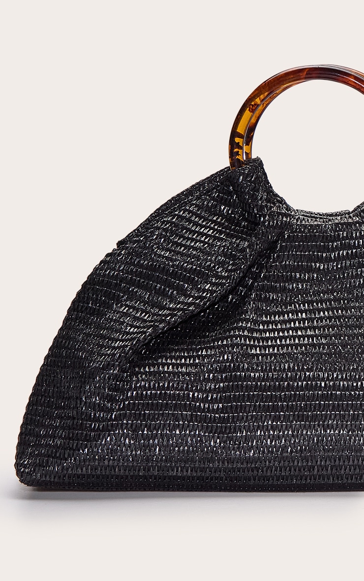 Black Raffia Trapeze Hand Bag image 4