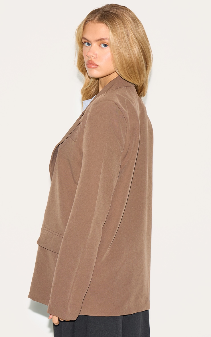 Mushroom Double Breasted Oversized Boxy Fit Blazer image 2