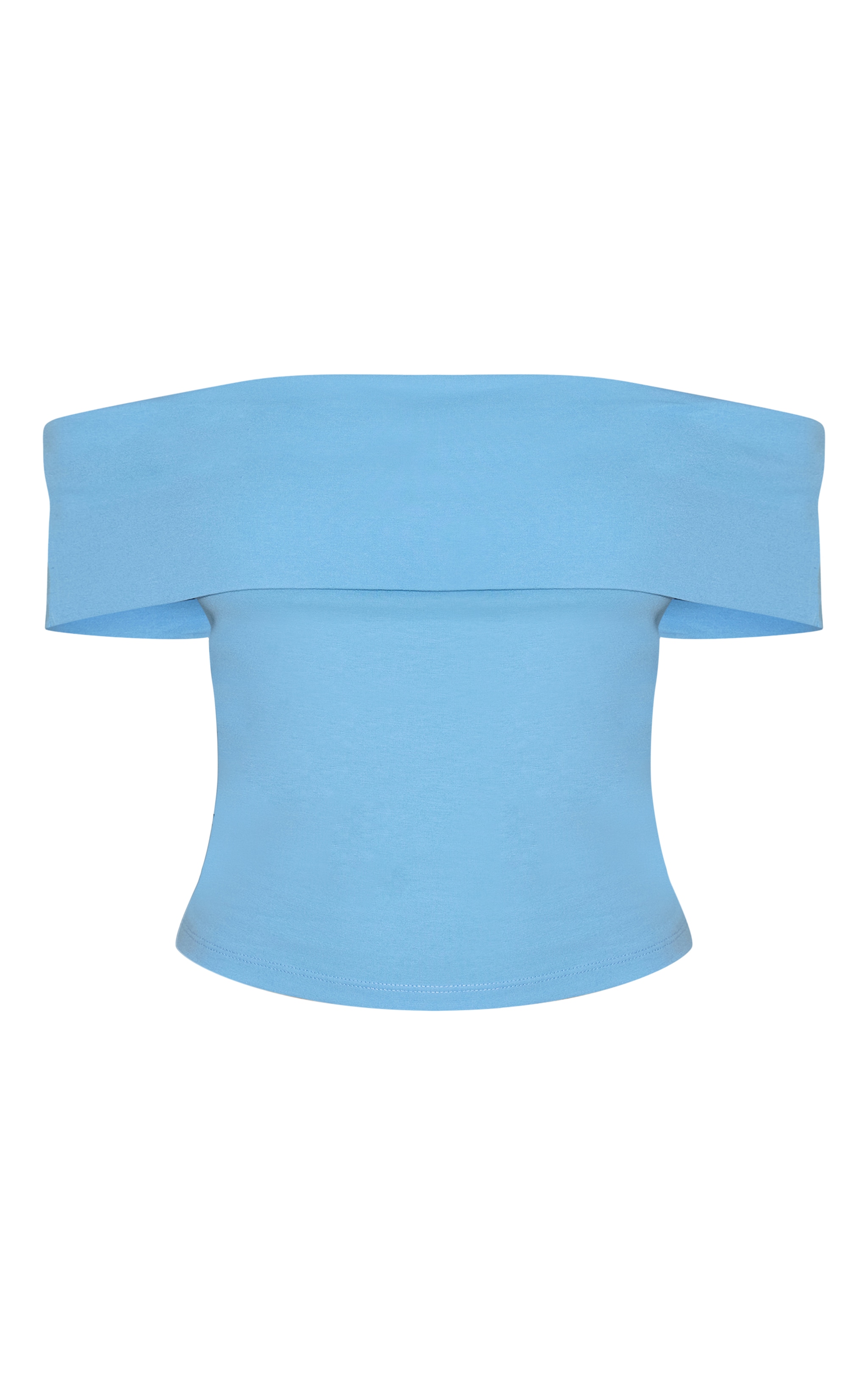 Top en coton doux bleu ciel à épaules bardot image 5
