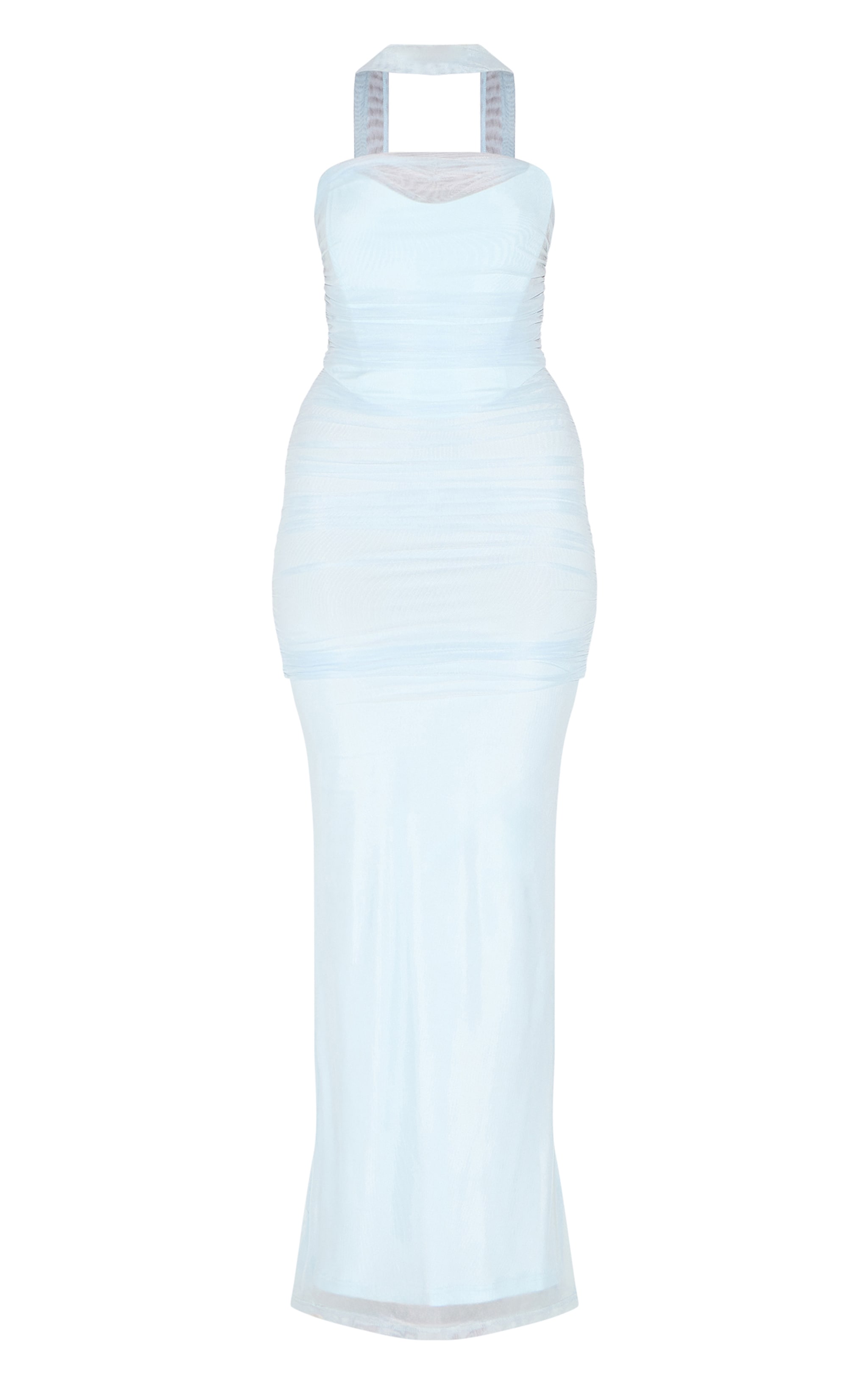 Blue Scarf Detail Ruched Maxi Dress image 5