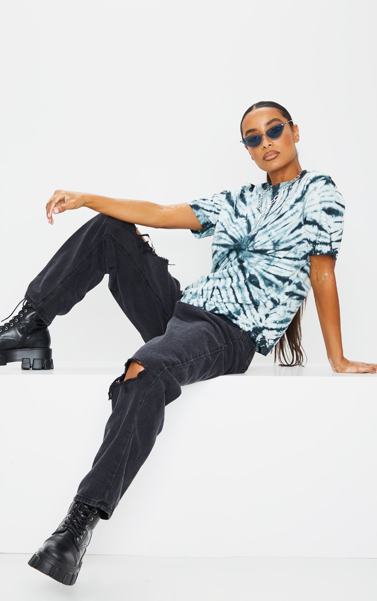 Black Tie Dye Boyfriend Fit T Shirt