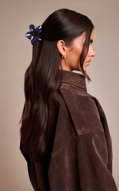 Navy Hibiscus Flower Hair Clip