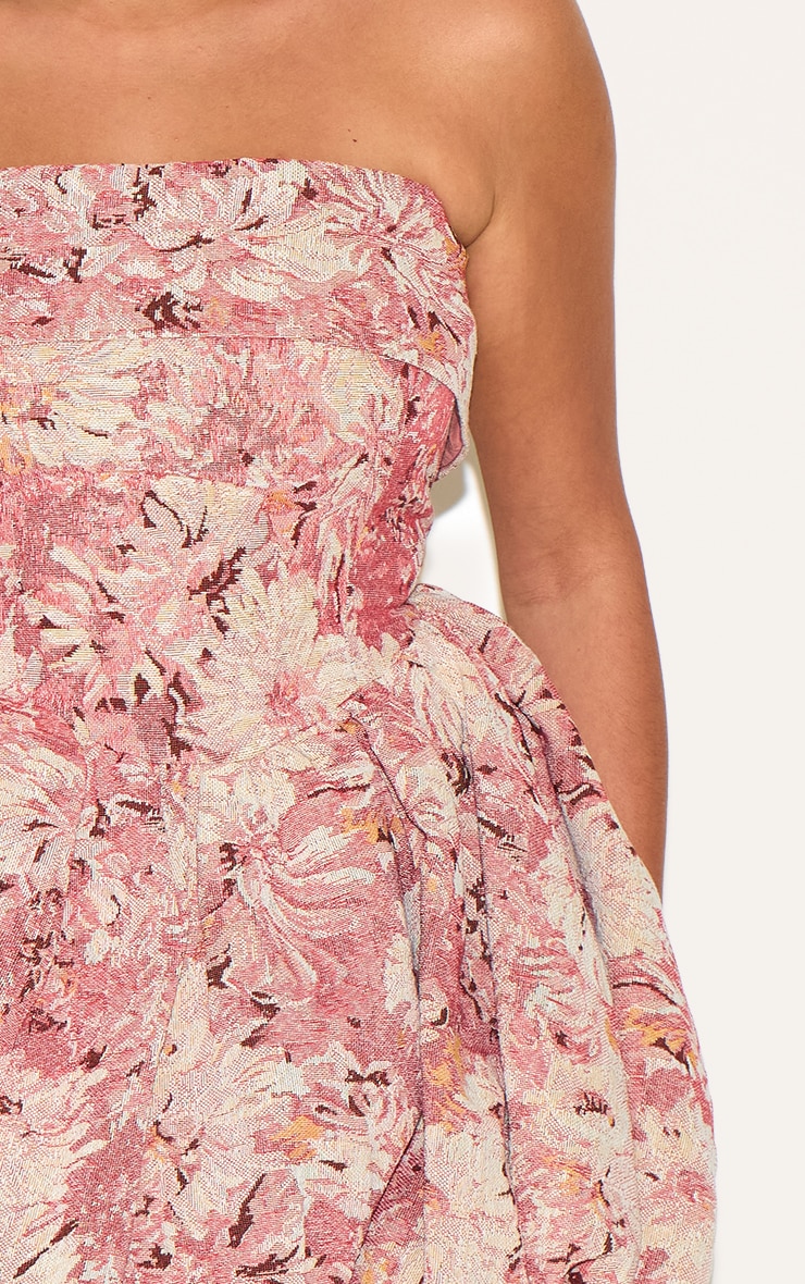 Plus Pink Floral Tapestry Bandeau Extreme Puffball Dress image 4