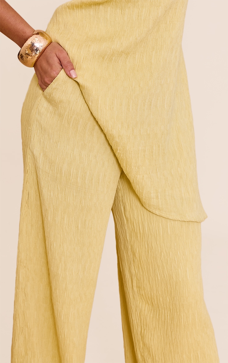 Pantalon large texturé jaune citron image 4