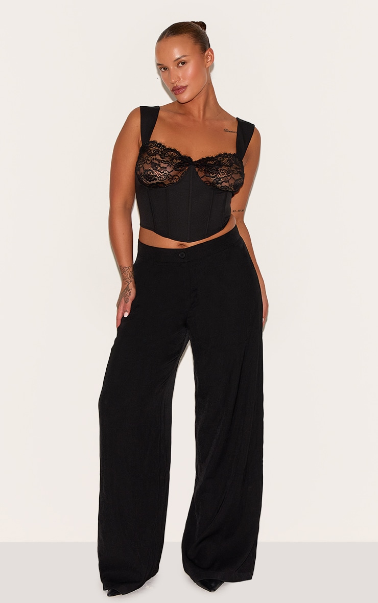 Plus Black Lace Trim Corset Top image 3