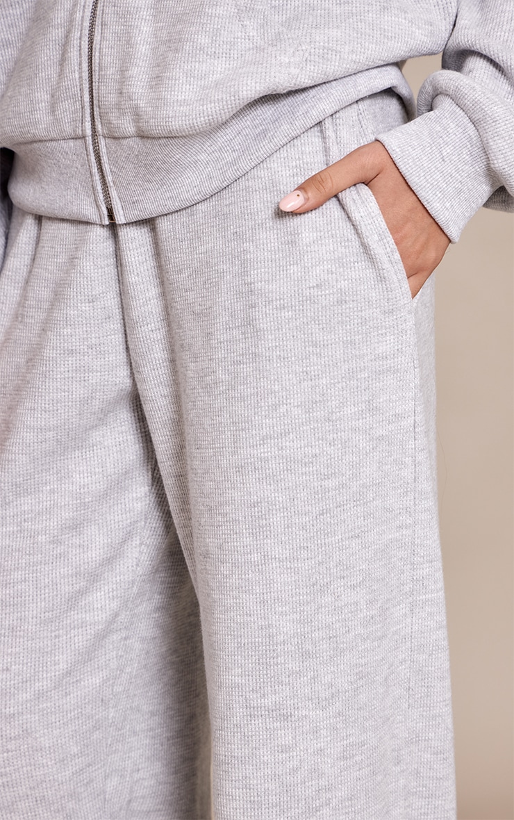 Ash Grey Ribbed Waffle Pajama Bottoms image 4