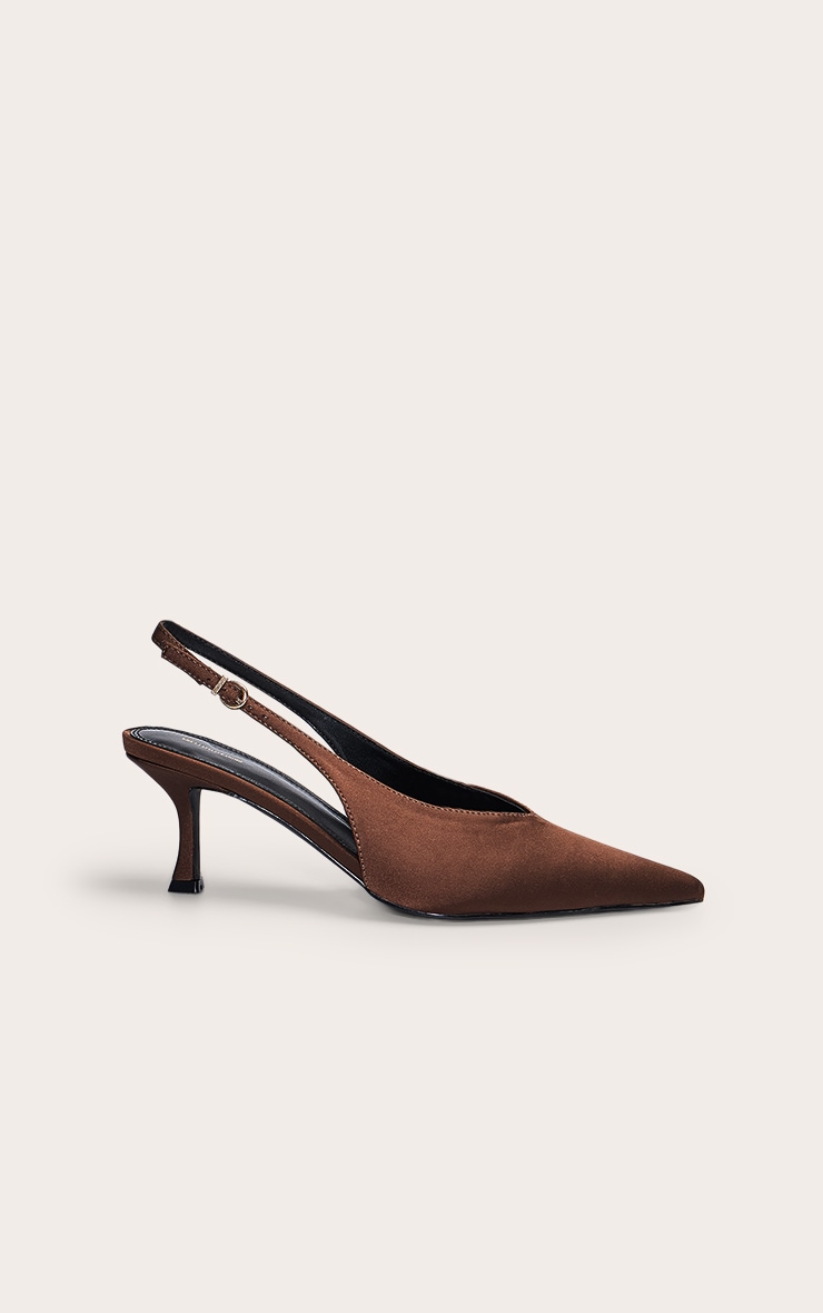 Mocha Mousse Satin Sling Back image 2