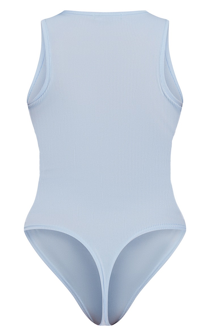 Pale Blue New Wave Printed Rib Racer Bodysuit image 6