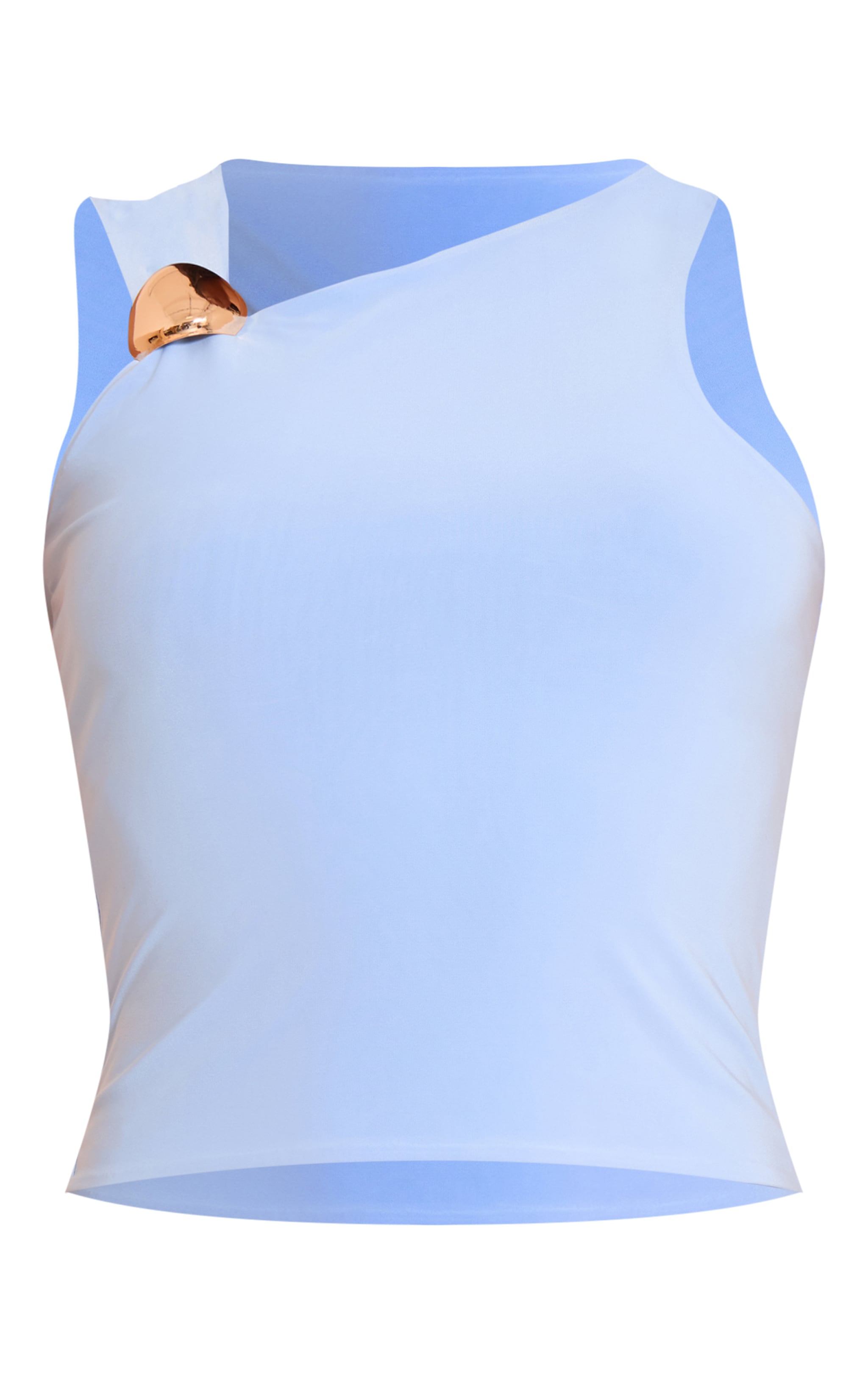 Blue Slinky Trim Detail Asymmetric Top image 5