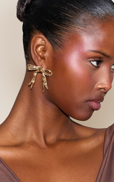 Worn Gold Ribbon Statement Earrings