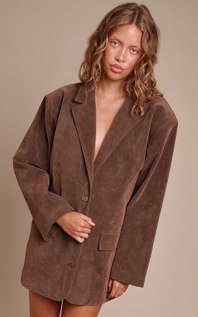 Robe blazer structurée en suédine chocolat
