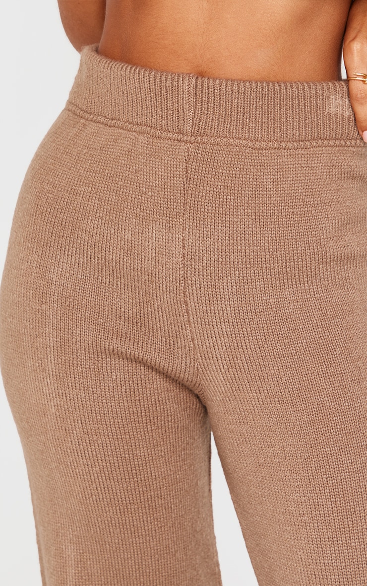 Petite Pantalon large en maille tricot douce taupe chiné image 4