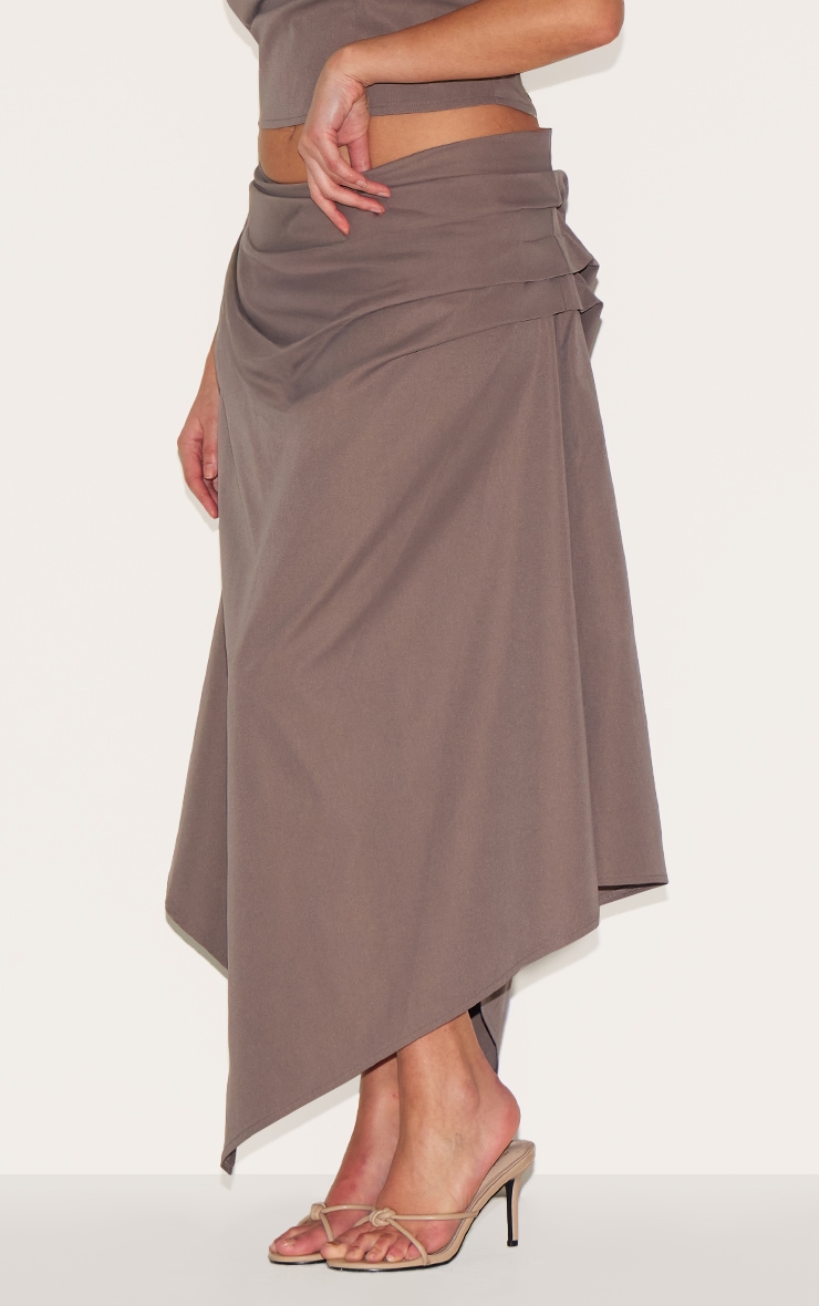 Plus Mushroom Ruched Detail Hanky Hem Midaxi Skirt image 2