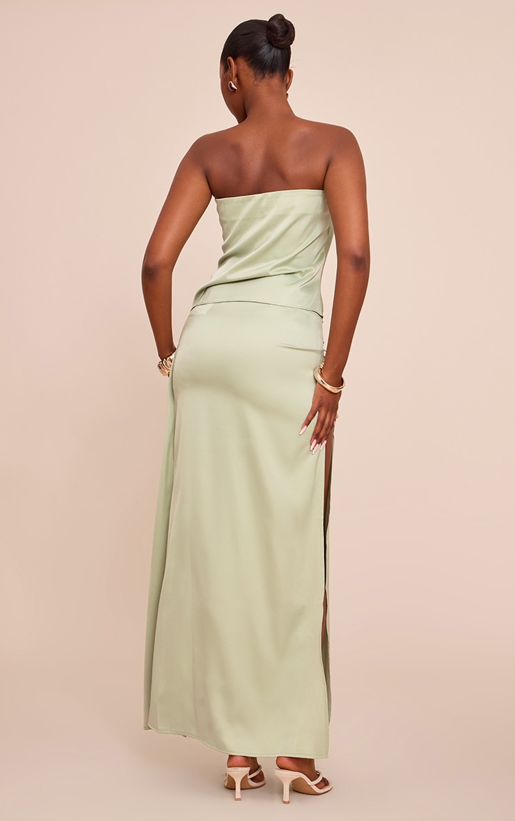 Sage Satin Wrap Maxi Skirt image 3