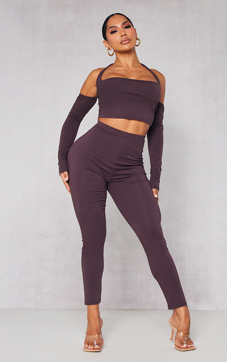 Shape Chocolate Brown Cotton Cropped Leggings