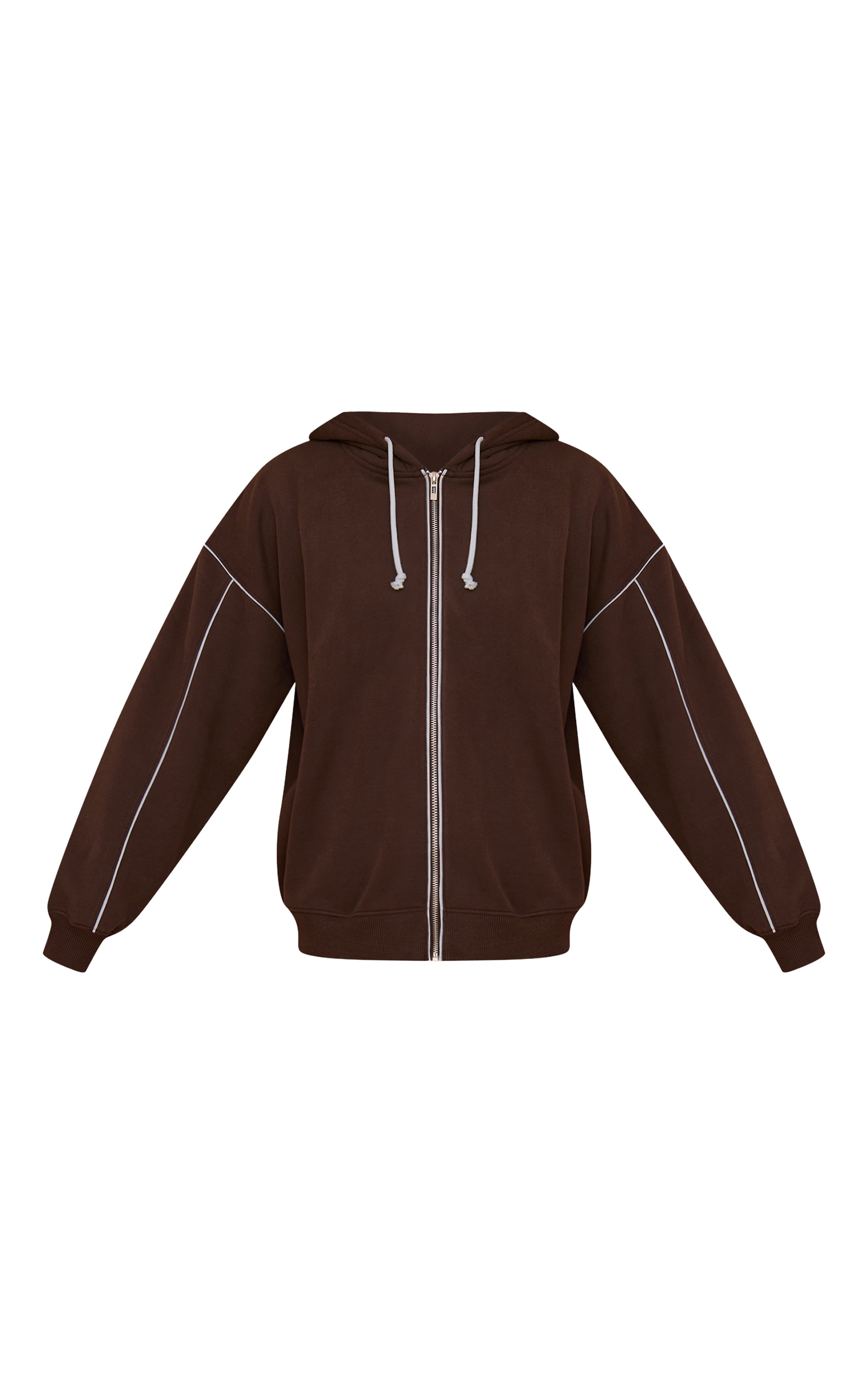 Chocolate Contrast Seam Drawcord Full Zip Hoodie image 5