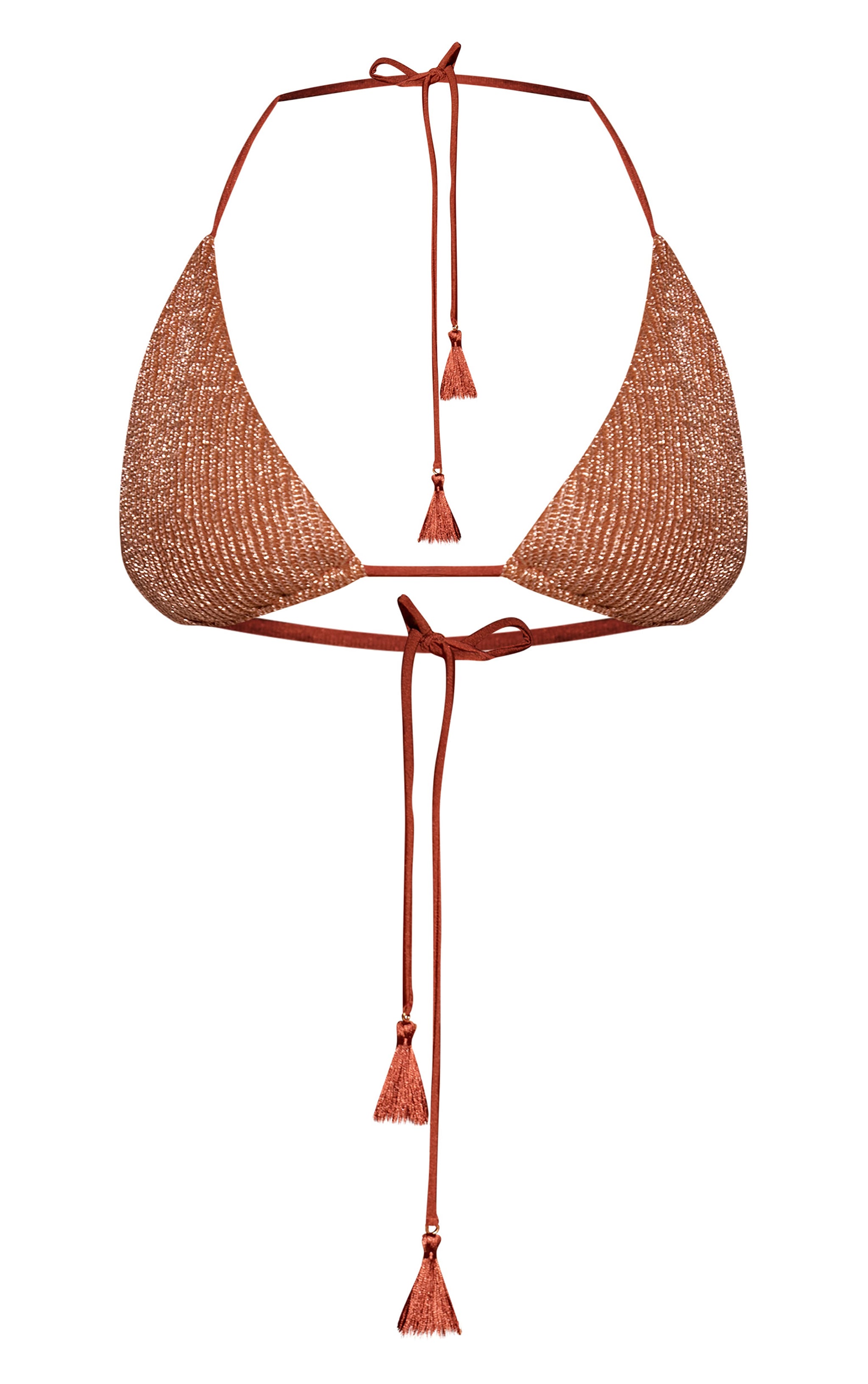 Bronze Lurex Shell Charm Triangle Bikini Top image 5