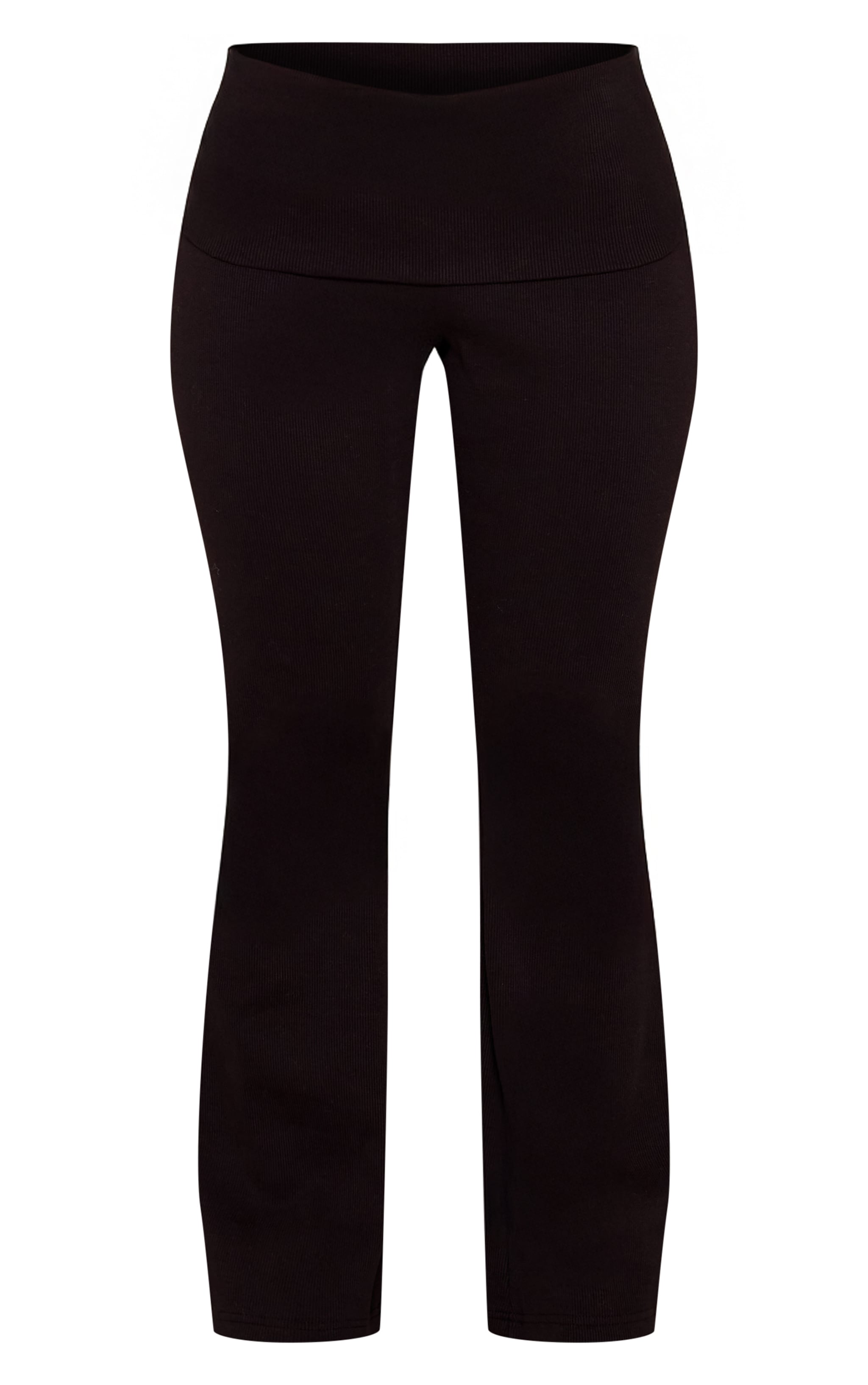 Petite Black Rib Foldover Waist Flares image 5