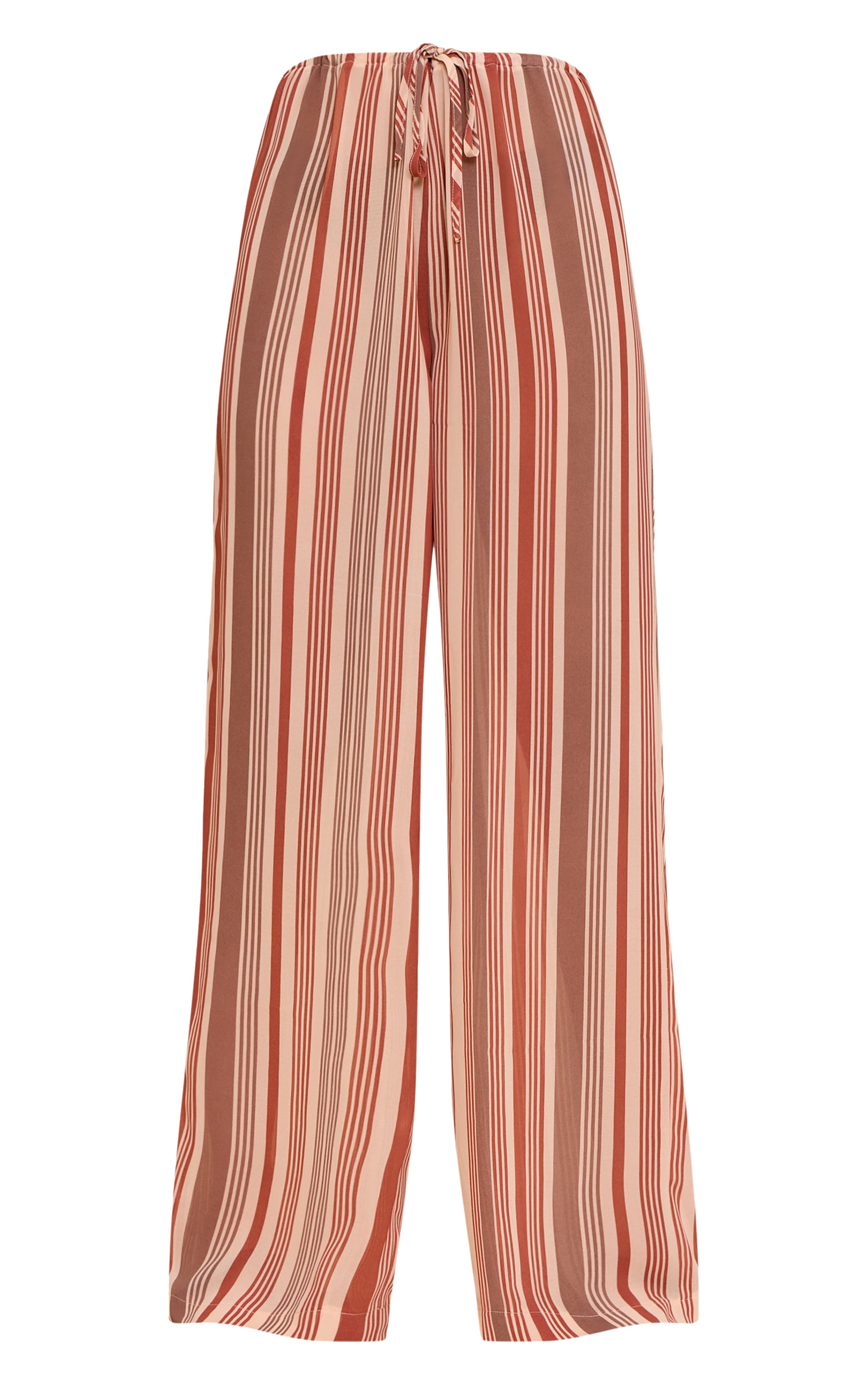 Beige Chiffon Striped Wide Leg Pants image 5