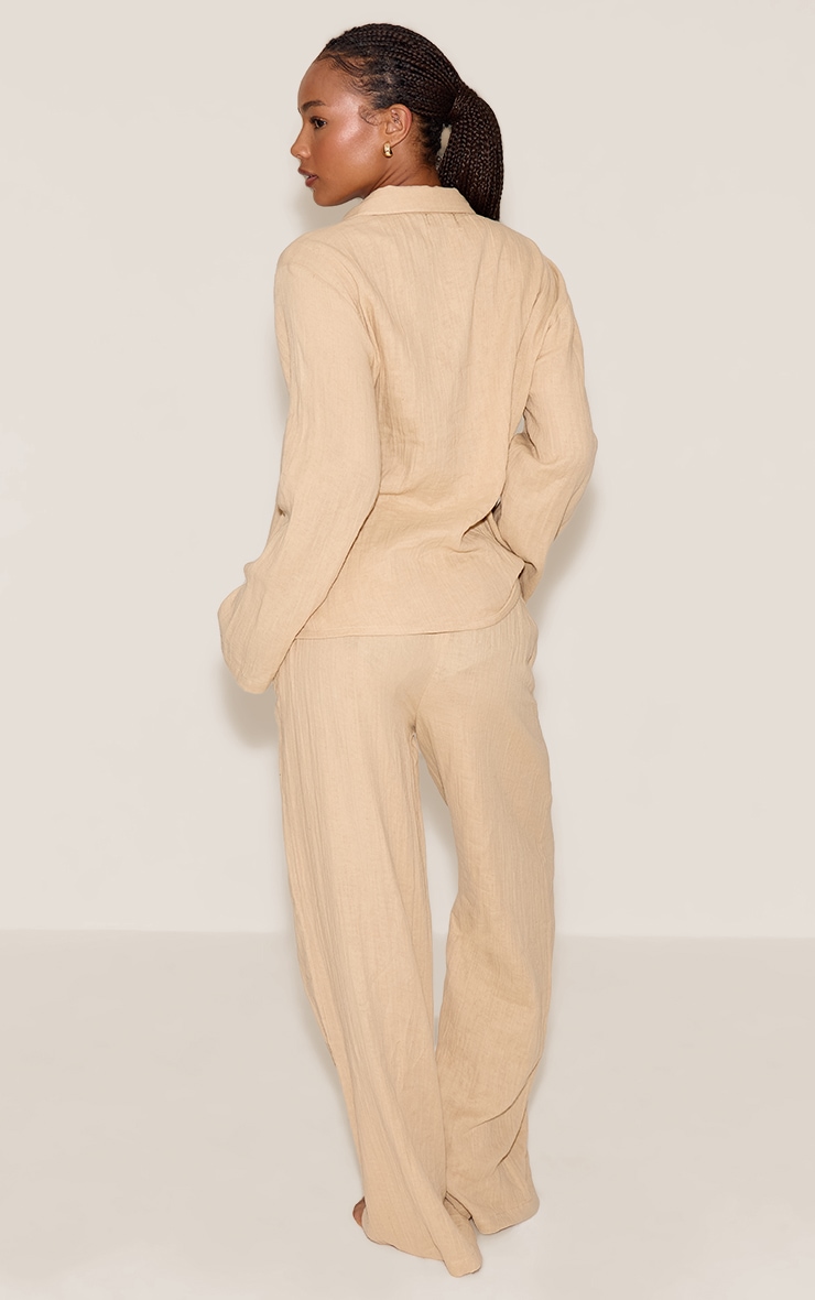 Petite Sand Gauze Long Sleeve Long Pj Set image 2