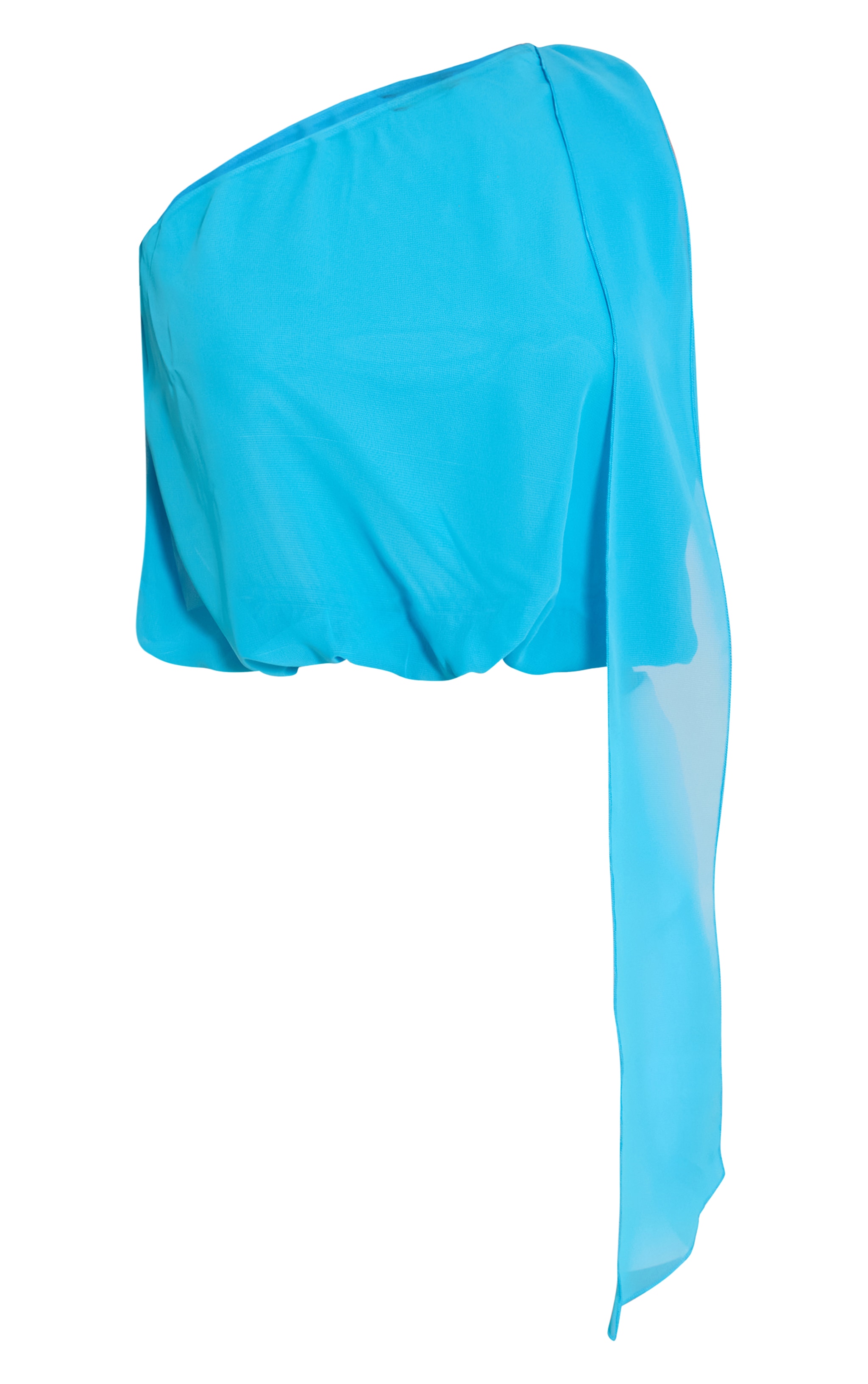 Aqua Chiffon Scarf Detail Puffball image 5