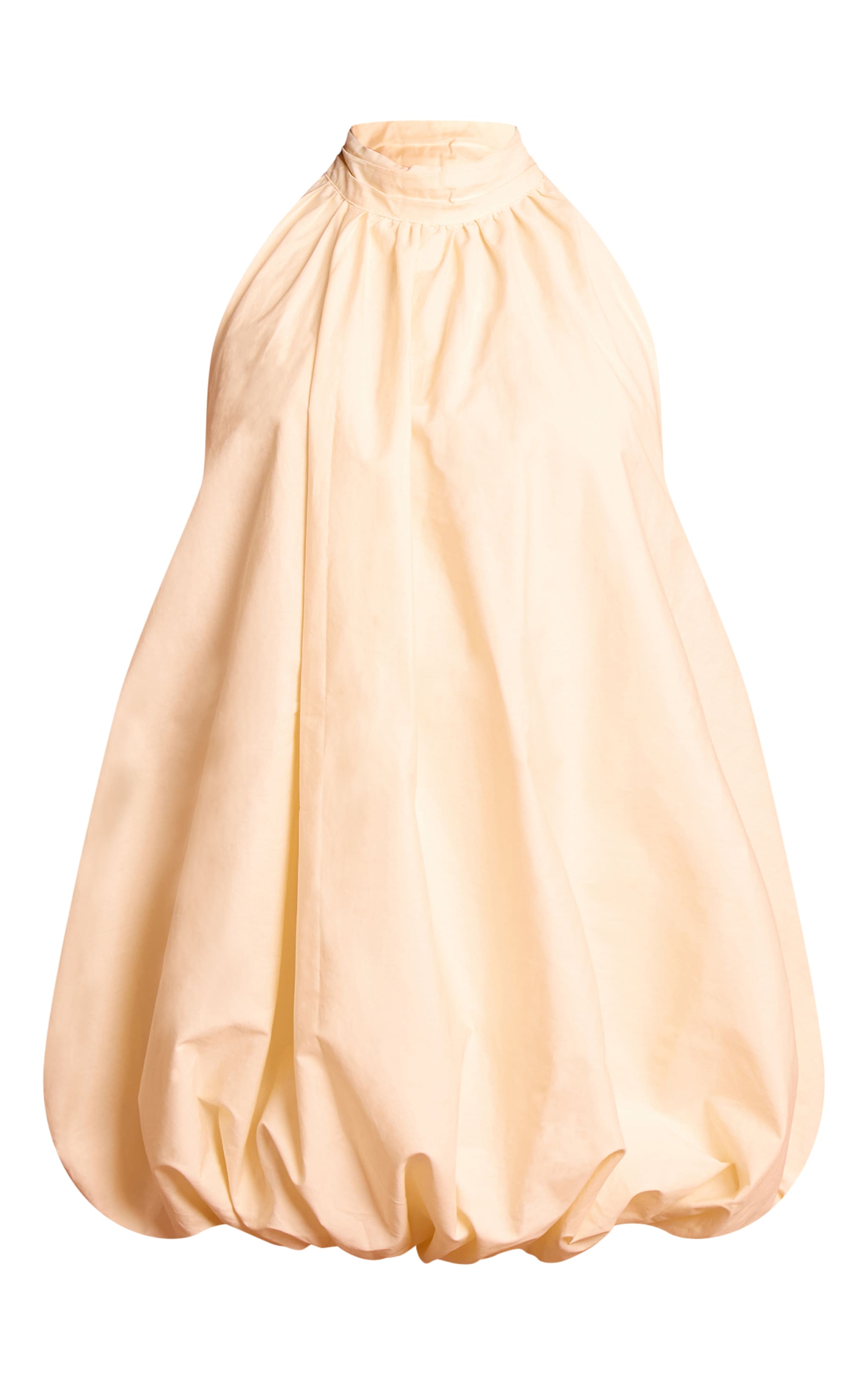 Butter Yellow Halter Neck Puff Ball Mini Dress image 5