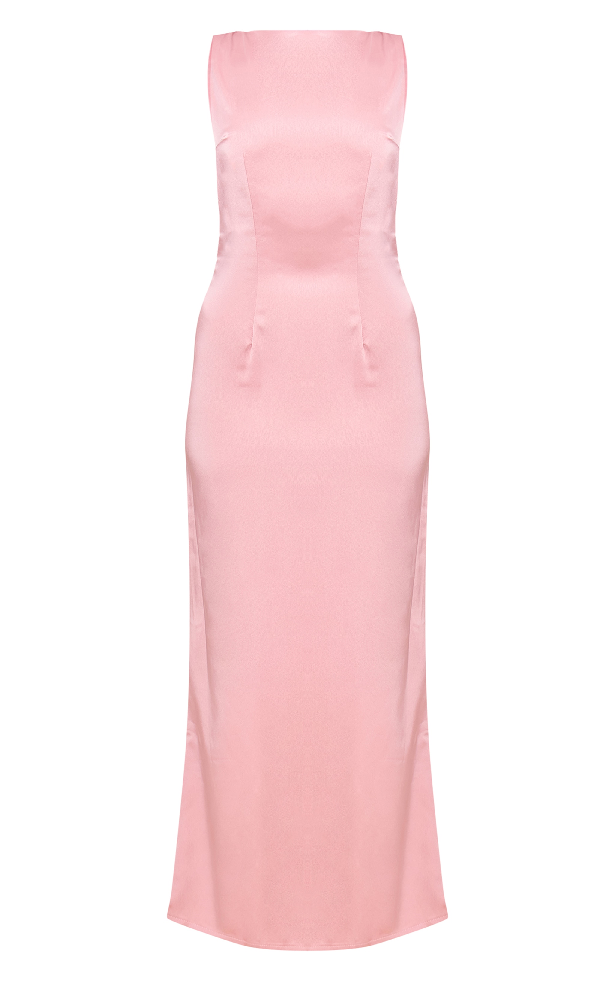 Blush demoiselle d'honneur matière satinée col bateau longue robe image 5
