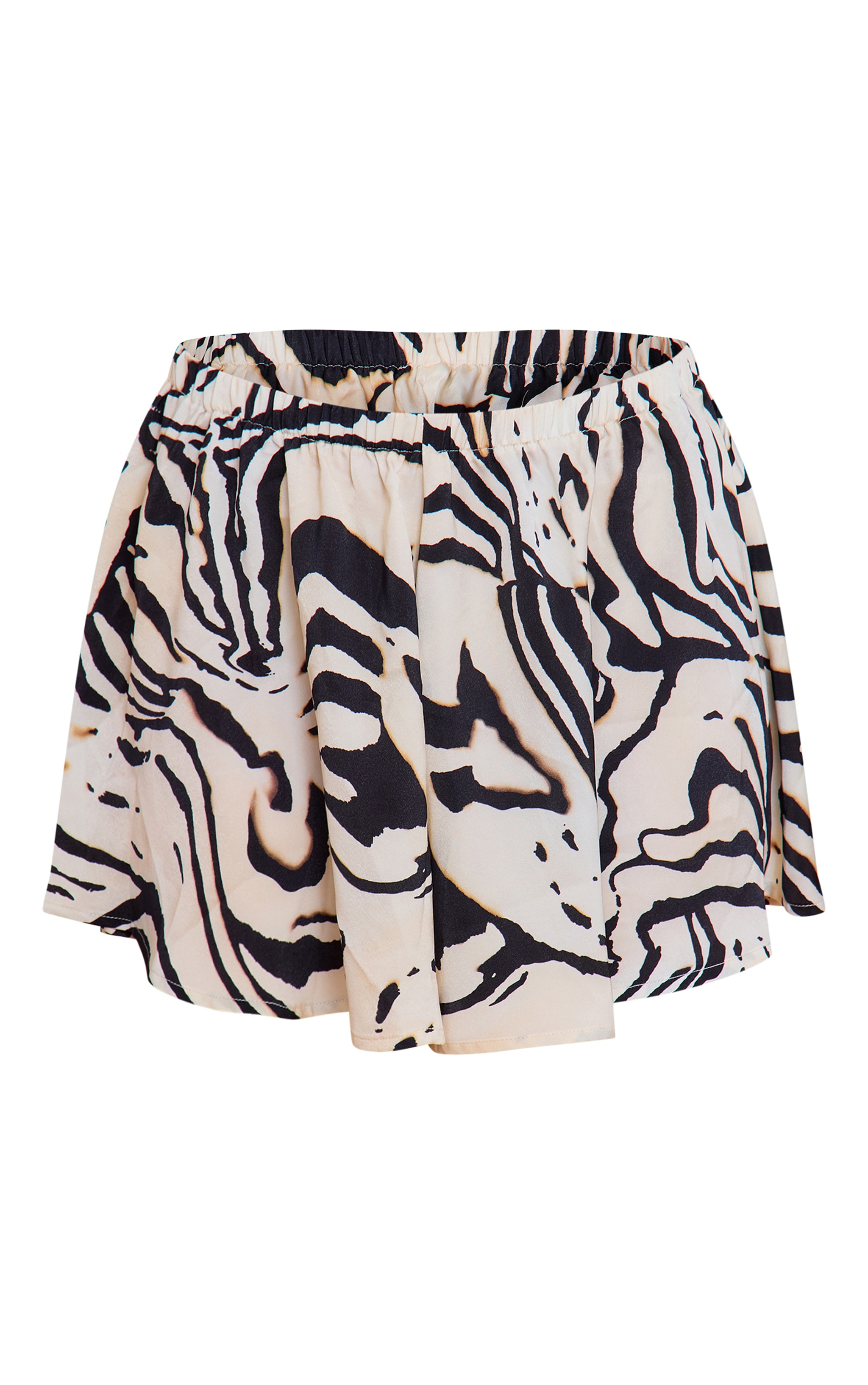 Cream Zebra Print Satin Floaty Shorts image 6