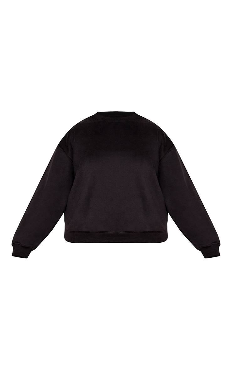 Plus Black Oversized Crew Sweatshirt image 5