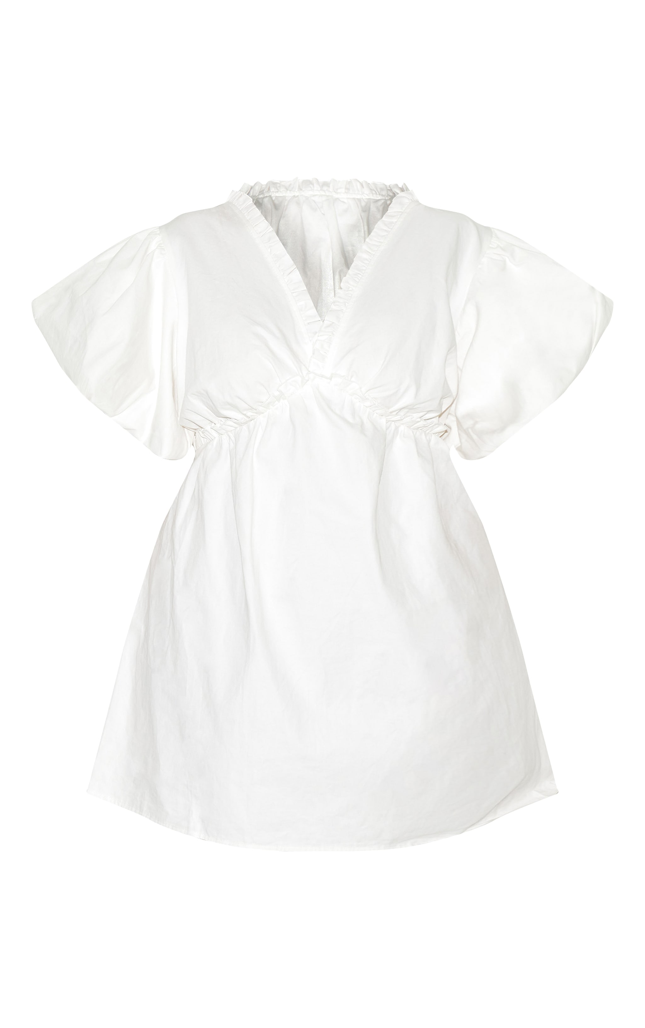 Plus White Cotton Gathered A-line Dress image 5