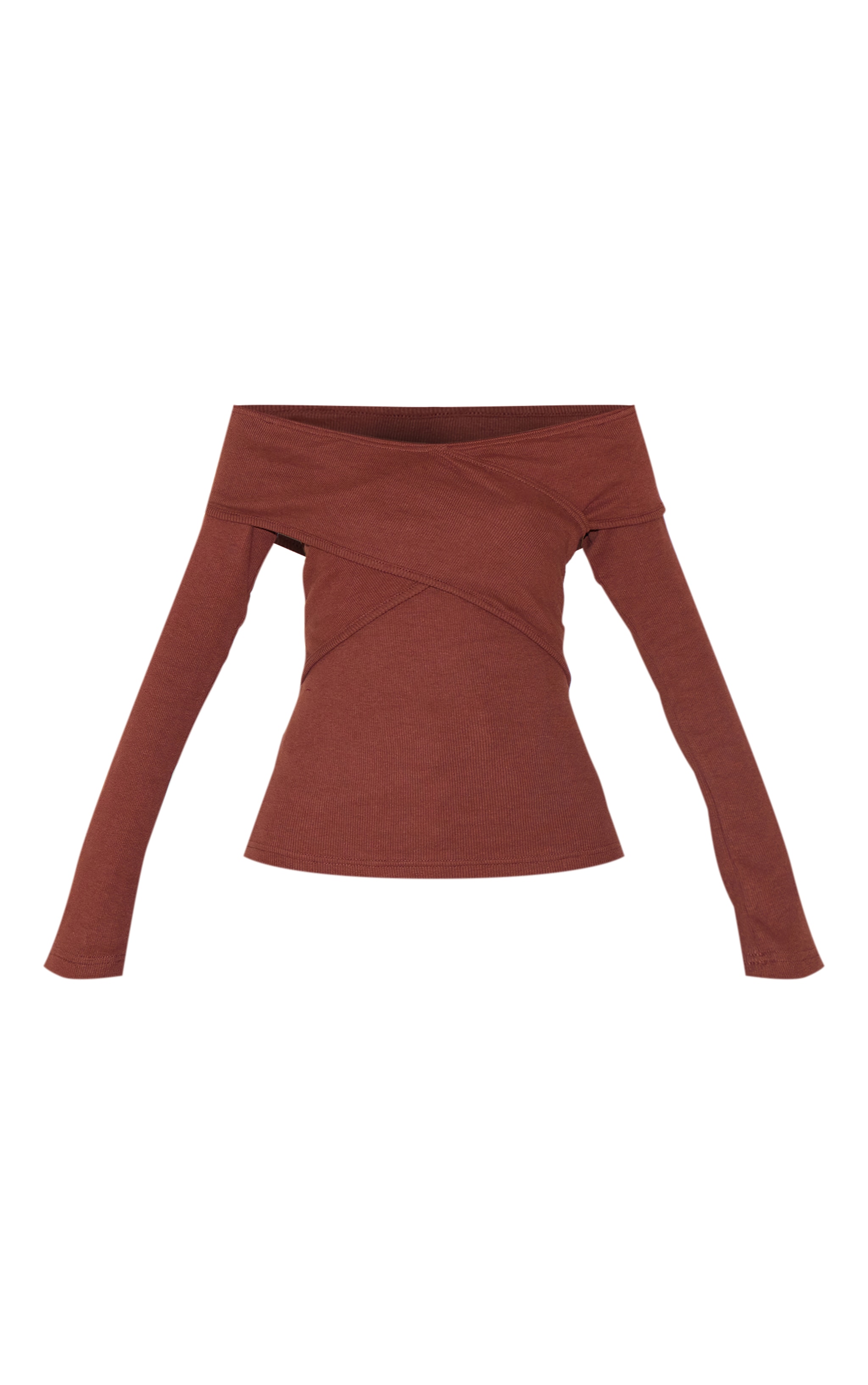 Chocolate Cross Over Bardot Long Top image 5