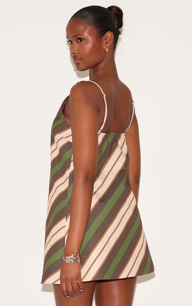 Green Striped A-line Dress image 2